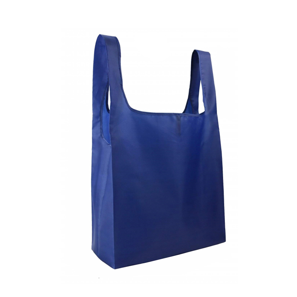 BA028_1 ถุงผ้าพับได้สีน้ำเงิน ถุงช้อปปิ้งรักษ์โลก ของพรีเมี่ยม สกรีนโลโก้ ของขวัญองค์กร