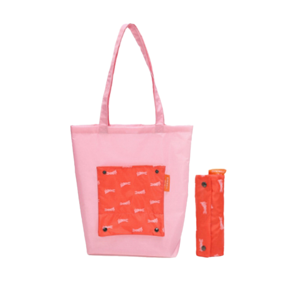 BA029_1 ถุงผ้าพับได้สีชมพู ถุงช้อปปิ้งพรีเมี่ยม ของขวัญองค์กร ของที่ระลึก ลดโลกร้อน